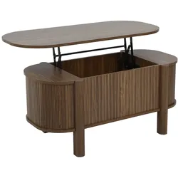 Oviala Business Abwaschbarer Couchtisch oval 100 x 48 cm dunkle Holzoptik Oviala