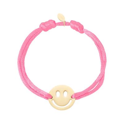 Freundschaftsarmband ADELIA´S "Armband Freundschaftsarmband mit Smiley-Anhänger, 16 cm", pink (hellrosa), Armbänder, Damen, yehwang_16, Stahl, modisch mit rundem Smiley-Anhänger