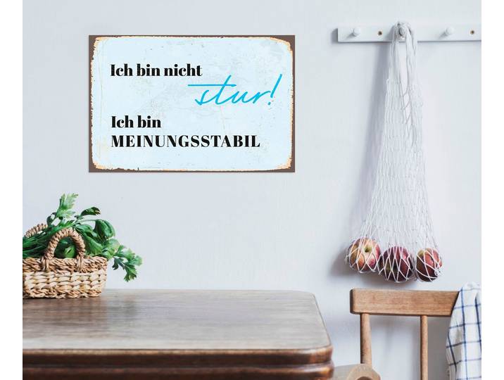 Metallbild QUEENCE Meinungsstabil , schwarz (farbe bild(er): schwarz), B:30cm H:20cm, Metall, Stahl, Bilder, Metallbild, Stahlschilder