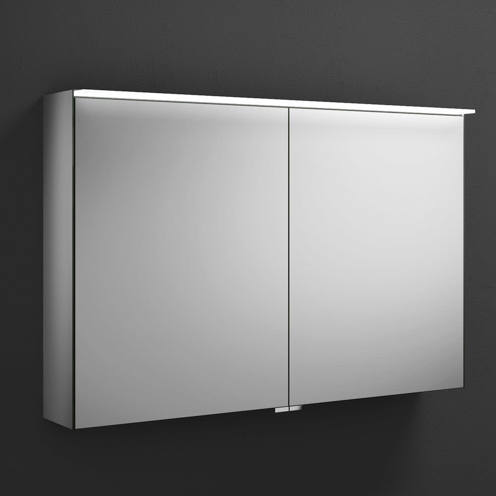 burgbad Yumo Spiegelschrank mit horizontaler LED-Beleuchtung 100 cm, Badmöbel, SPIY100PN453, verspiegelt