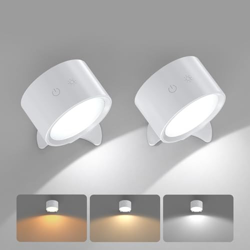 Smiling Shark Draadloze LED Wandlampen voor Binnen, 2 stuks, USB-oplaadbaar, Dimbaar met Afstandsbediening