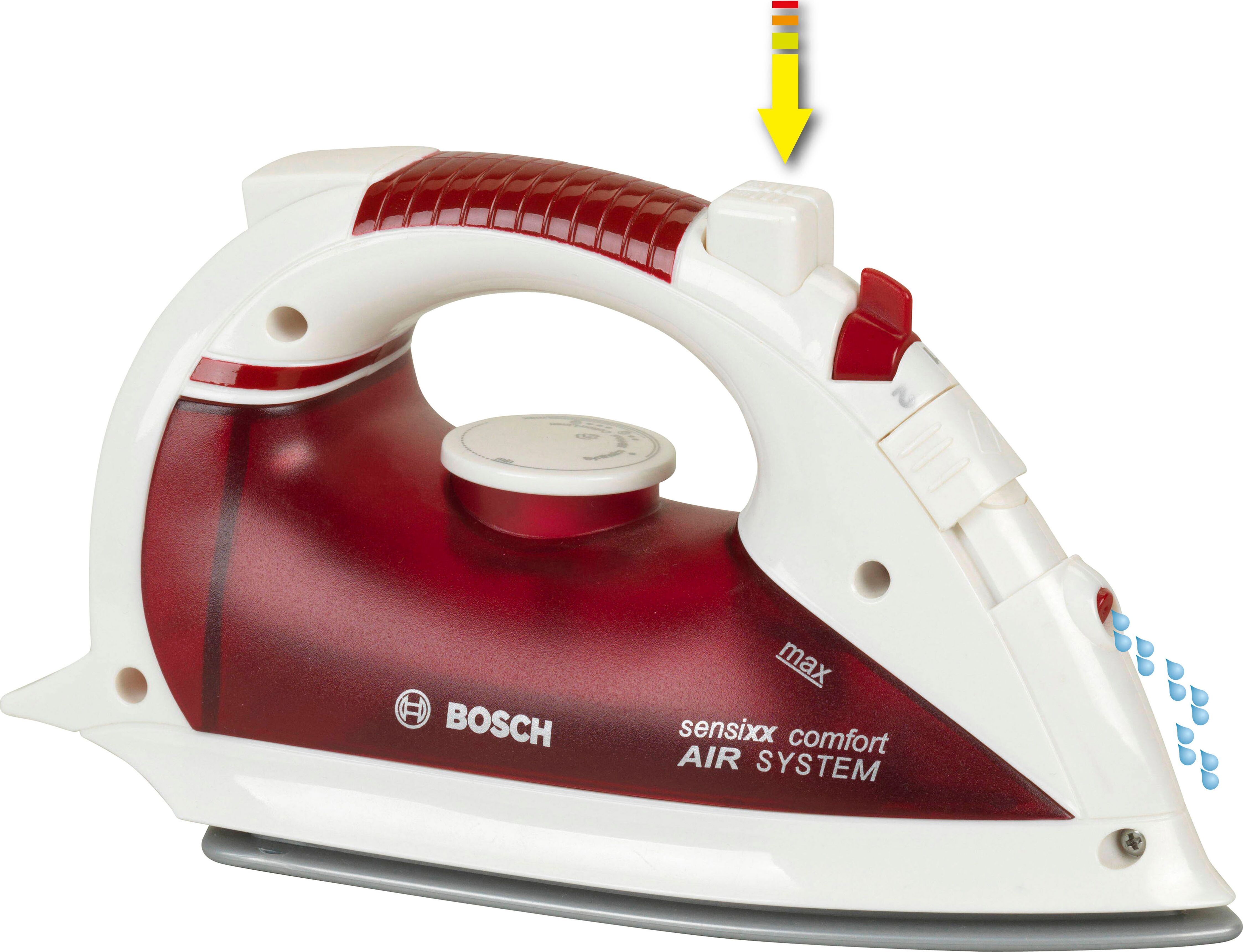 Kinder-Bügeleisen KLEIN "Bosch", rot, Spielzeug-Haushaltsgeräte, KinderB:7,5cm H:9,5cm T:17cm, Kunststoff, Kinder-Bügeleisen, B:7,5cm H:9,5cm T:17cm