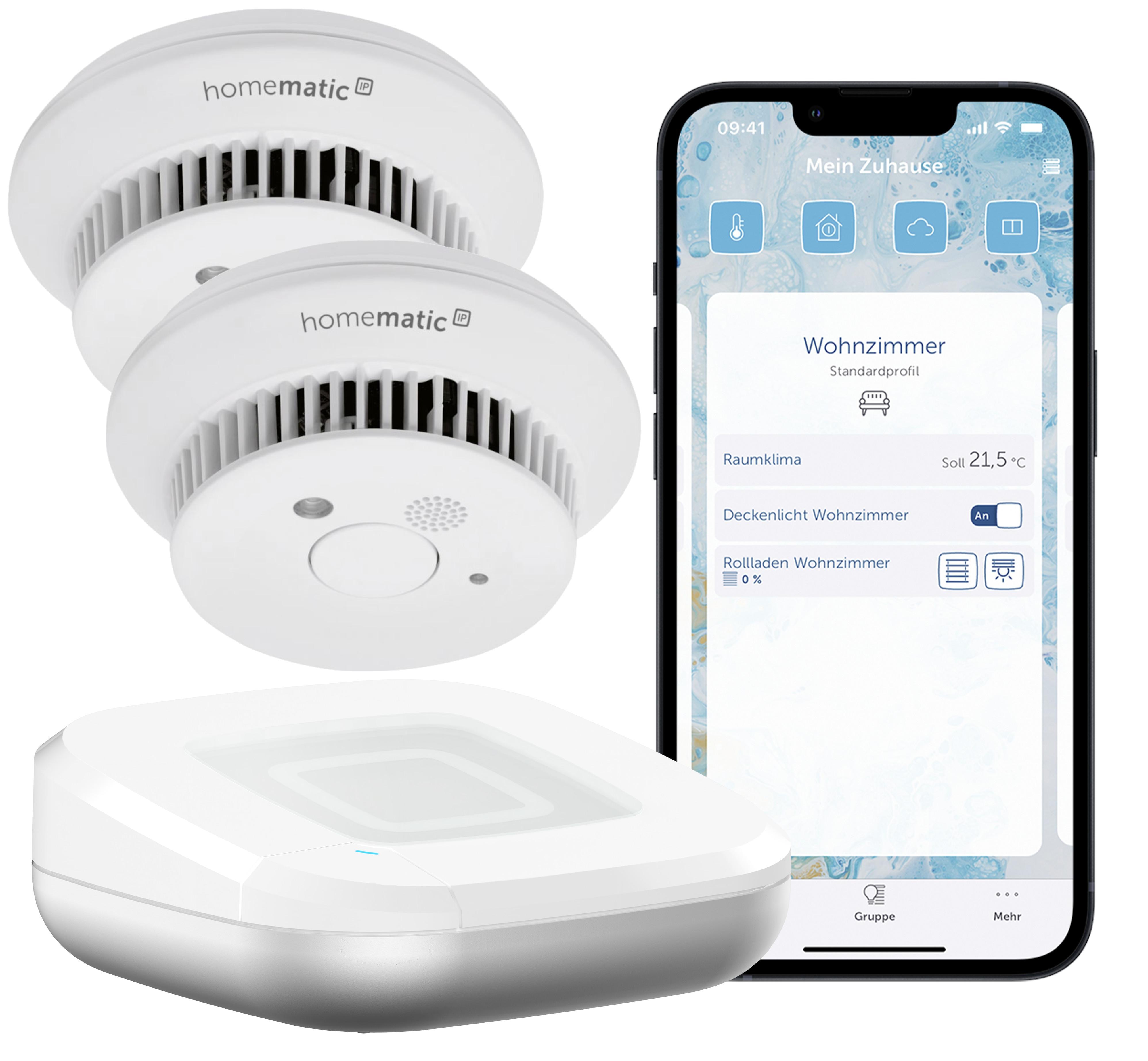 Homematic IP Starter Set • 2x Rauchwarnmelder • Access Point 2 HMIP-HAP2+ 2x Rauchmelder