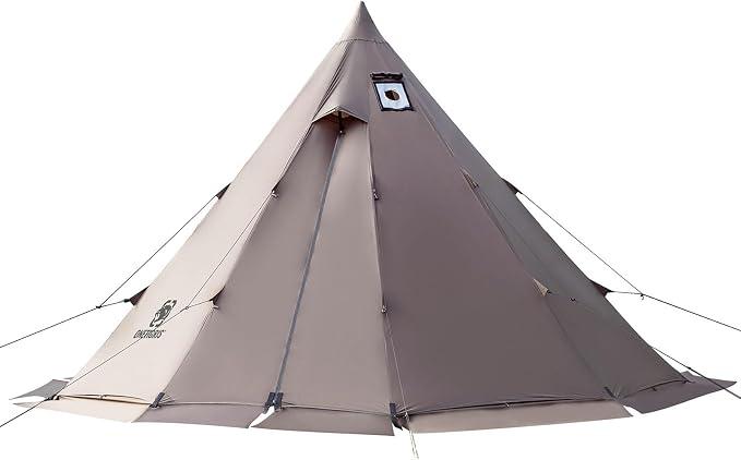 Rock Fortress Zelt Tipi Zelt Firstzelte für 4-6 Personen Pyramidenzelt mit Zeltstange 4 Jahrzeit Campingzelt 3000 mm Wassersäule für Outdoor, Camping, Wandern, Trekking