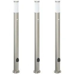 vidaXL Pollerleuchten mit Sensor&Steckdose 3er 110 cm Edelstahl IP44