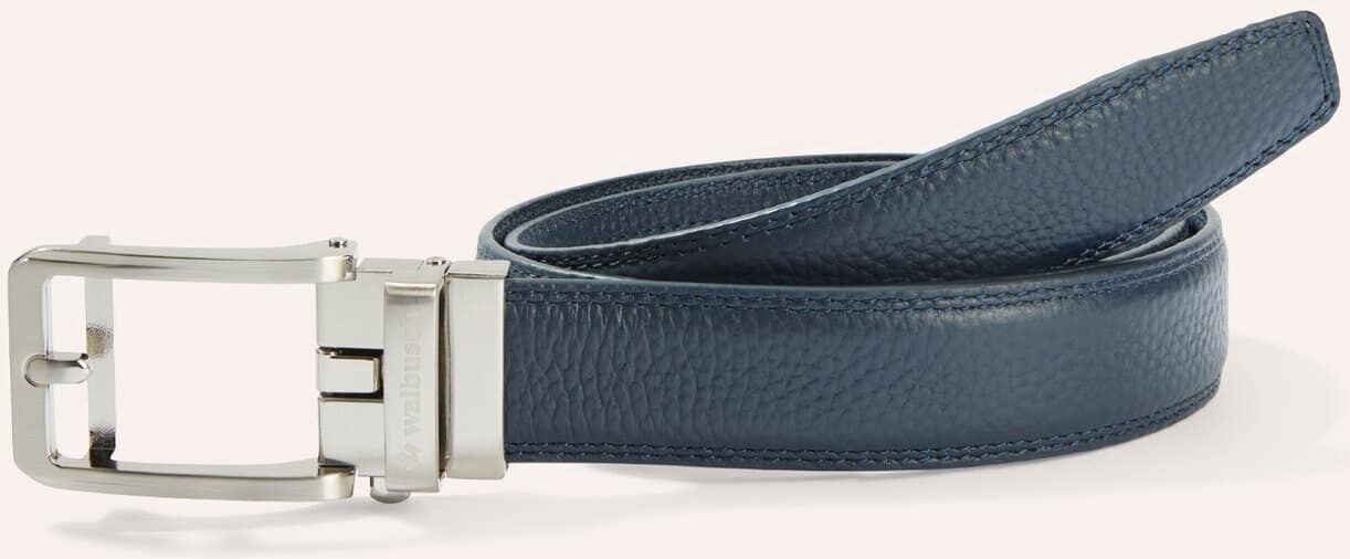 Walbusch Leder Automatic Gürtel, , Farbe Blau, 80 cm, stufenlos verstellbar hochwertige Metallschließe Damen