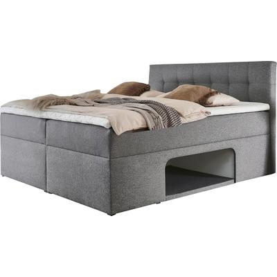 Boxbett HOME AFFAIRE "Carolin", grau (hellgrau), B:182cm L:210cm, Komplettbetten, mit Nische inkl. gepolsterter Unterlage für Haustiere