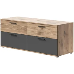 TV-UNTERTEIL Eiche, grau 130 cm, Lowboard mit Soft-Close, Wohn- und Esszimmermöbel