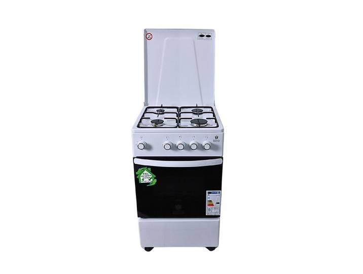 Gasline Gas-Standherd Camping-Herd SHGG5050THT, mit Gasbackofen mit Thermostat, abnehmbare Topfträger,Weiß, Zündsicherung, Erdgas/Propangas, 20mbar/50 mbar