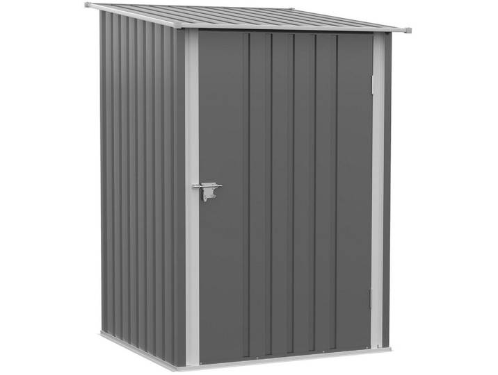 Modfu Gartenschrank aus Stahl 100x103x160cm Grau mit abschließbarer Tür, Metall, 100x160x103 cm, Gartenzubehör, Geräteschränke