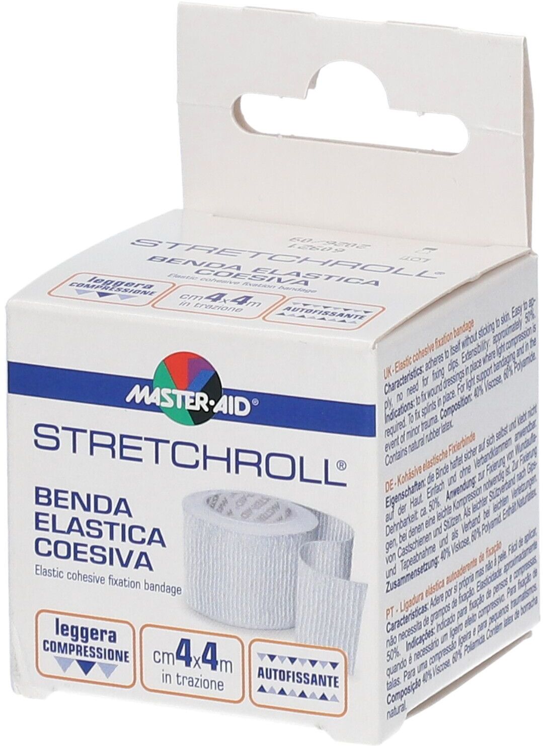 PIETRASANTA PHARMA SpA Master-Aid StretchRoll Benda Elastica Coesiva Autobloccante, 4 cm x 4 m