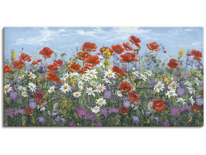 Leinwandbild ARTLAND Almwiese , bunt (farbe bild(er): bunt), B:100cm H:50cm, Bilder, Leinwandbild, auf Holzrahmen gespannt