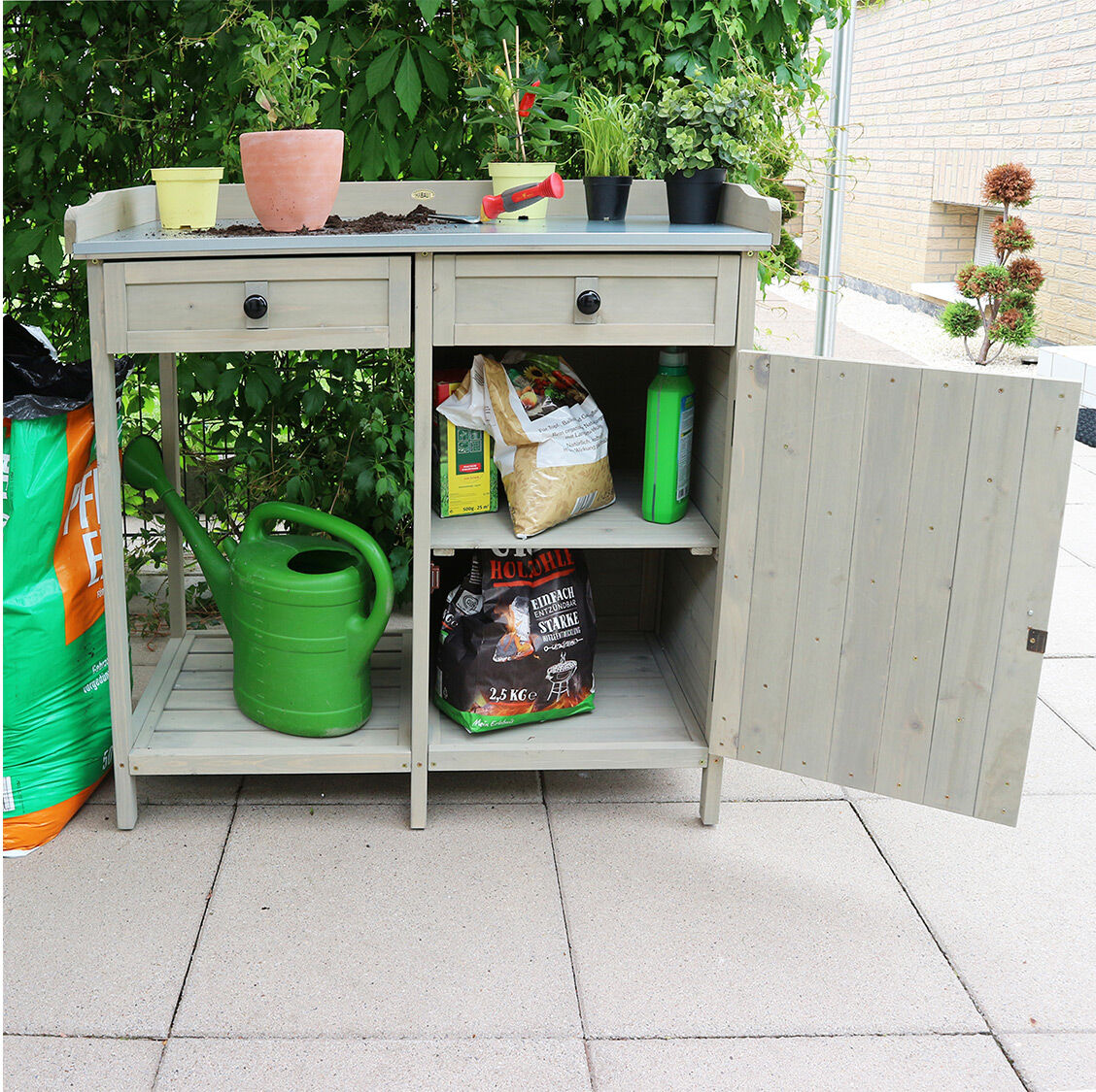 HABAU Pflanztisch Unterschrank, 98 x 48 x 95 cm, grau