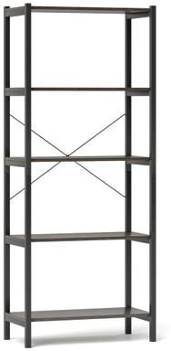 Costway 5-Tier Industrial Bookshelf Display Storage Rack with Metal Frame-Gray