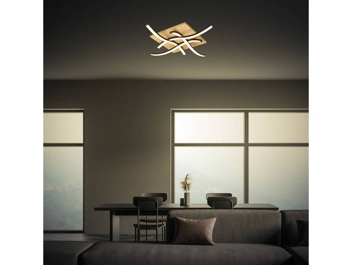 Briloner LED Deckenleuchte Vinka, Holz hell, für Wohn- / Esszimmer, Holz, Modern