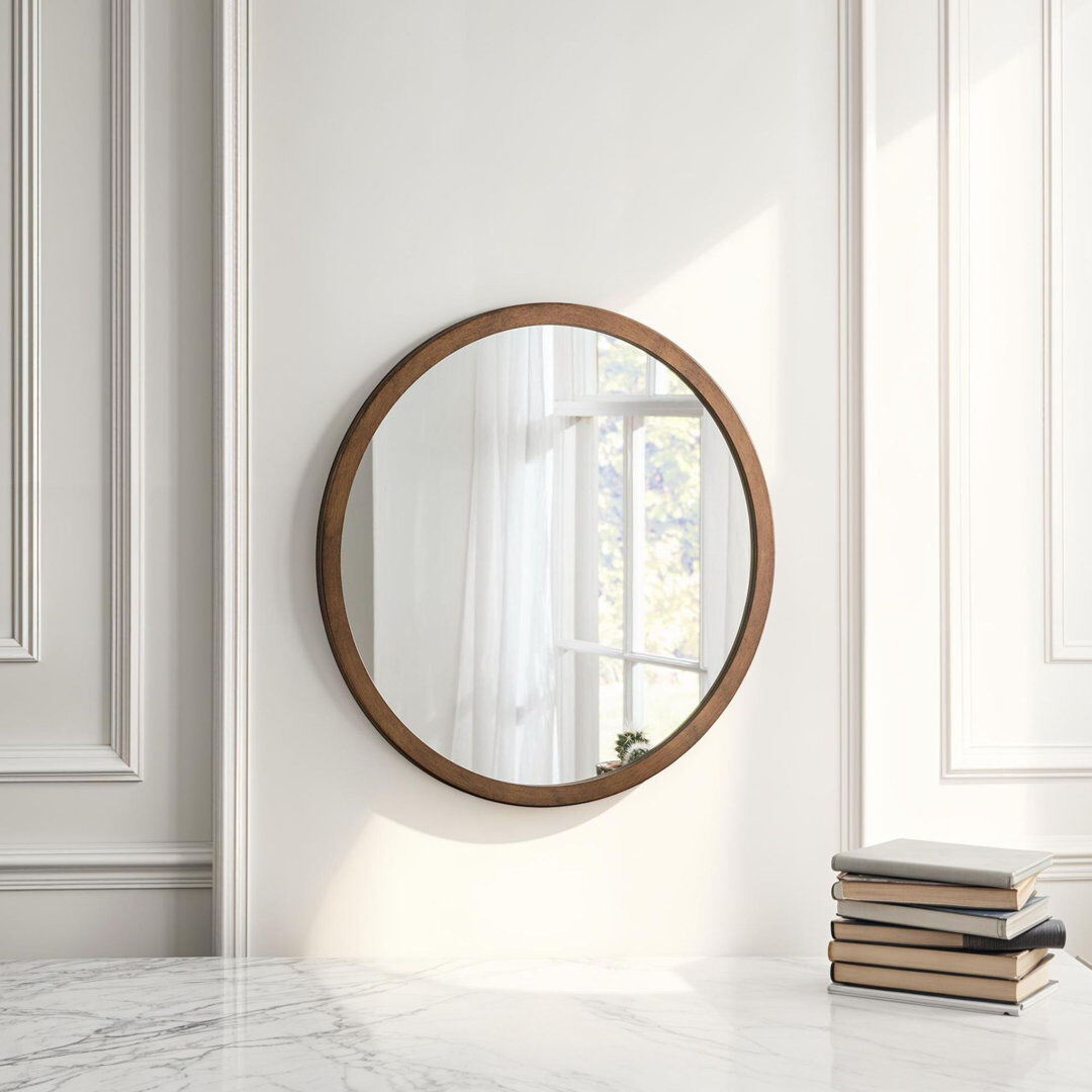 Zipcode Design Tabatha Wood Round Mirror Bronze 70cm H x 70cm W