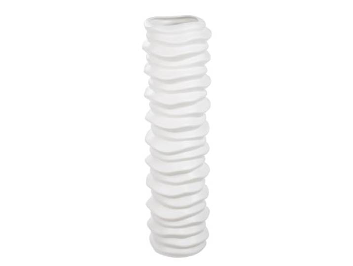 Casablanca Vase Rillo Keramik weiß matt zylindrisch 58 cm hoch Dekoration Wohnaccessoire Blumenvase Inneneinrichtung
