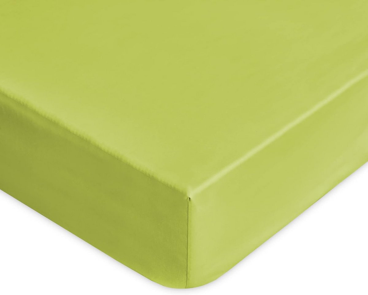 Groen katoenen hoeslaken voor eenpersoonsbed 90x200 cm