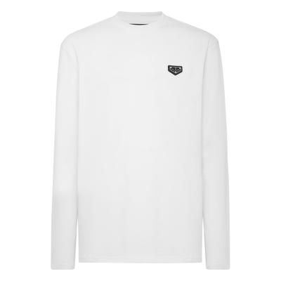 T-Shirt PHILIPP PLEIN "Langarm-Rundhals-T-Shirt", Herren, Gr. XXL, weiß (01, weiß), Obermaterial: 100% Baumwolle, Shirts T-Shirt