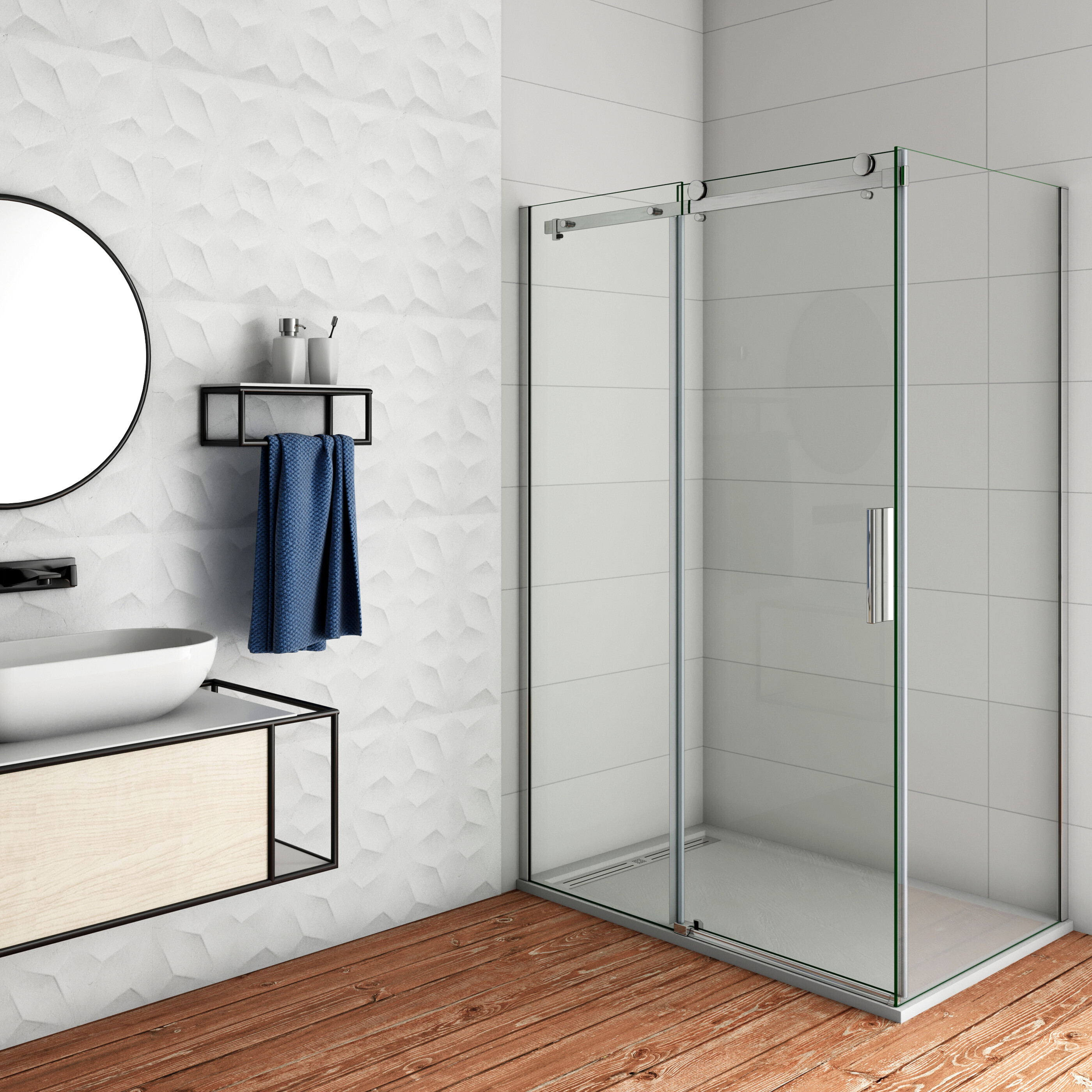 140x80cm & 6mm Sicherheitsglas Höhe 195cm Schwebetür Glasschiebetür Nischentür Dusche Duschabtrennung Galswand Tür