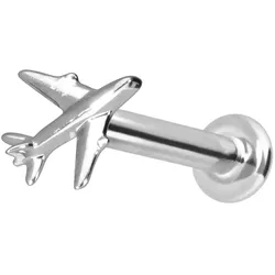 14 Karat Gold Labret mit Push Fit FLUGZEUG