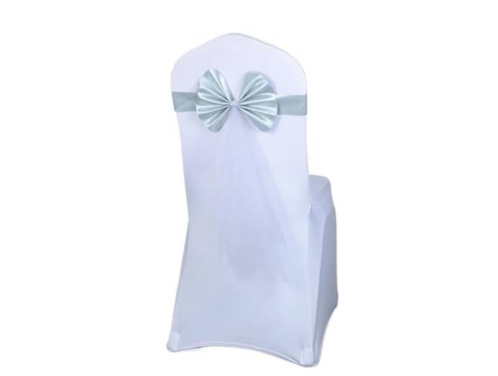 Stuhlschleifen für Hochzeiten 10/50/100 Stück Stuhlschärpen Stretch Stuhl Schleife Knoten mit Schmetterling Organzaband for Hochzeitsbankett Geburtstag Hotel Party Dekor(Silver Grey,50pcs)
