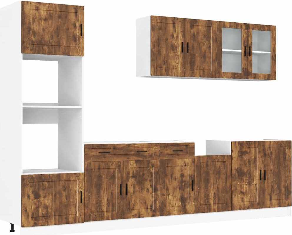 7-tlg. Küchenschrank-Set Kalmar Räuchereiche Holzwerkstoff