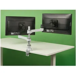 R-Go Tools Monitorhalterung R-Go Zepher, verstellbarer Doppel-Monitorarm, 100% Zirkular, bis 8 kg belastbar, schwarz