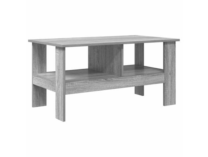 Xhnifbn Couchtisch Graues Sonoma 90x50x45 cm Holzwerkstoff Wohnzimmertisch Stilvoller Beistelltisch für das Wohnzimmer mit zwei offenen Regalböden für Bücher, Fernbedienung und Dekoration.
