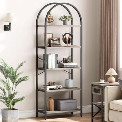 Garvee Bookshelf 5 Tier Bookcase Arched Display Racks Tall Standing Bookshelves