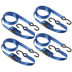 Master Lock, Spanngurt + Ladungssicherung, Satz mit 4 Zurrgurten – – 4367EURDAT – mit Haken und Ratsche – 5 m x 25 mm – blau