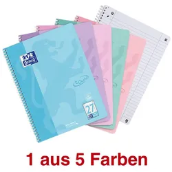 Oxford TOUCH Collegeblock DIN A4 liniert pastell flieder, pastell blau, pastell rosa, pastell grün, pastell koralle