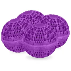 Relaxdays Waschball, 4er Set, Waschkugel für Waschmaschine, ökologisch, hautfreundlich, Waschen ohne Waschmittel, lila