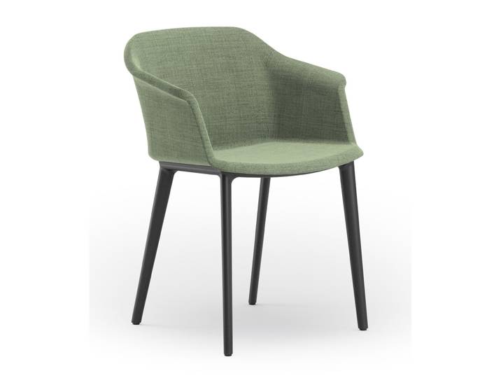 Fauteuil visiteur Ava - Tissu Vert pieds PVC Noir