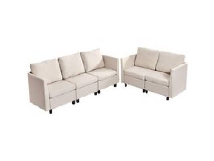 VEVOR Ecksofa Eckcouch Schlafsofa mit verstecktem Stauraum, modularer Couch mit hochelastischem Schaumstoff, gepolstertes Sofa (5 Sitzer) mit Massivholzrahmen für Wohnzimmer Schlafzimmer, Beige