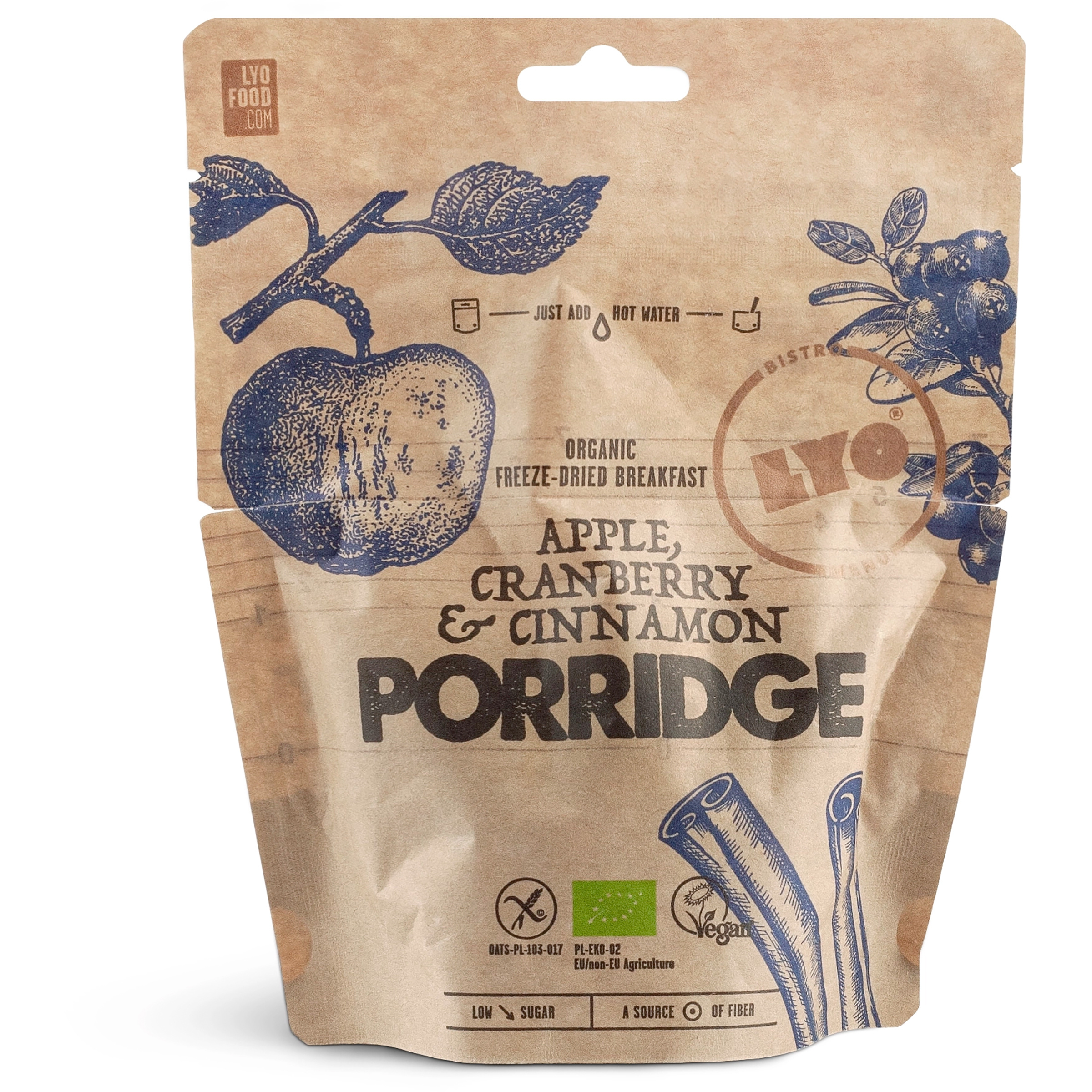 Lyofood Organic Apple, Cranberry and Cinnamon Porridge Trekkingnahrung Größe 55g