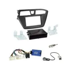 Hyundai i20 ab 2015 Einbauset 2-DIN Radioblende mit Ablagefach+Lenkradadapter...