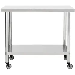 Helloshop26 - Küchenarbeitstisch mit Rollen gastronomische Arbeitsplatte Gewerbebereich Restaurant 100 x 45 x 85 cm Edelstahl  02_0001911