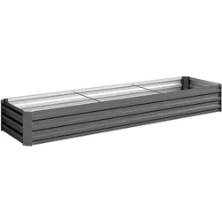 Outsunny Großer rechteckiger Outdoor-Pflanzkübel aus verzinktem Stahl – Urbanes Gartenbeet mit offenem Boden 240x60x30 cm Dunkelgrau