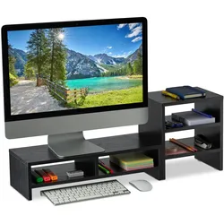 Relaxdays Organizer, Monitor Erhöhung, Schwarz