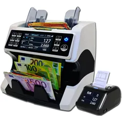 BEITZ BS-920A | Geldzählmaschine + BS-P30 Thermodrucker | Banknotenzähler EZB-getestet | 2CIS Technologie | Wertzähler mit 9-fache Falschgelderkennung