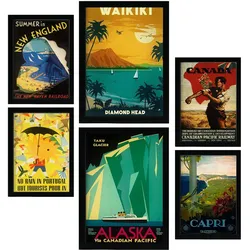 POSTER Set Mit 6 Strände Und Kreuzfahrten Vintage Tourismus Werbetafeln A3 & A4 Rahmenlos
