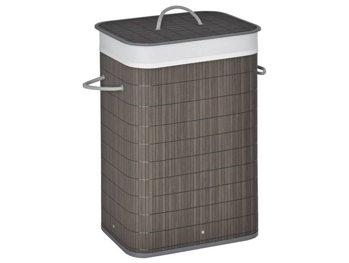 ComfortXL Wäschekorb De-09437 mit Griffen und waschbarem Wäschesack Grau, Naturmaterialen, 43x61x32 cm, Haushalt & Reinigung, Wäschepflege, Wäschekörbe & Wäschetonnen