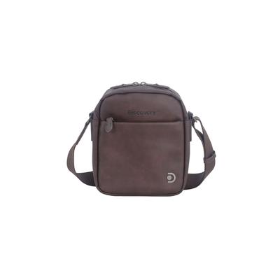 Schultertasche DISCOVERY "Heritage", Damen, Gr. B/H/T: 18cm x 21cm x 21cm, braun, Lederimitat, unifarben, Taschen Schultertasche, mit Metall-D-Logo