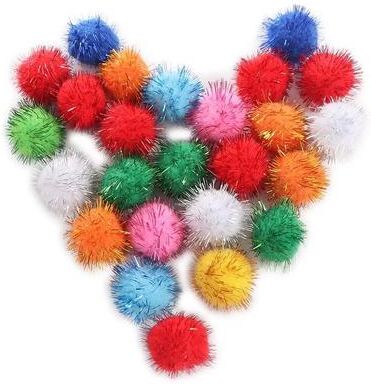 Uplift Treasures 50 Piece Sparkle Pom Pom Cat Toy Balls Set 50 Piece Sparkle Pom Pom Cat Toy Balls Set