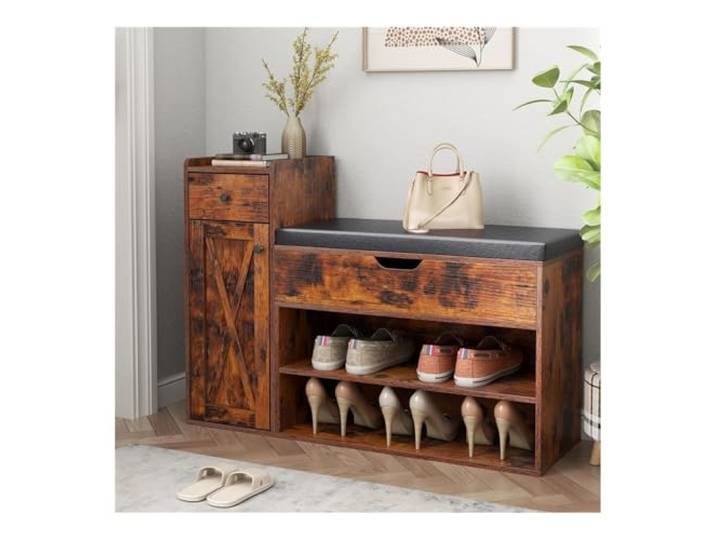 GAOWINLY Aufbewahrungsbank, Aufbewahrungsbank for den Eingangsbereich – Schuhregalhocker mit Sitz for Zuhause, Flur(Brown)