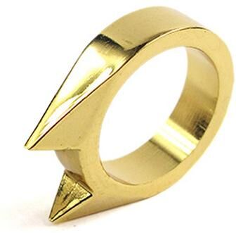 Cozy Casa Charm Self Defense Finger Ring Outdoor Survival Window Breaker Cats Ear Metal Defense Ring For Personal Safety gold