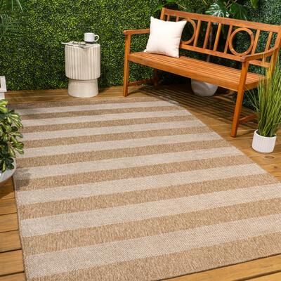 JONATHAN Y Sutton Easy Jute Modern Geometric Boho Stripe Indoor/Outdoor Area Rug