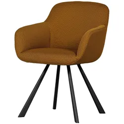 Esszimmerstuhl Juno aus Netzstoff, modernes Design, Orange, gepolstert, robustes Metallgestell