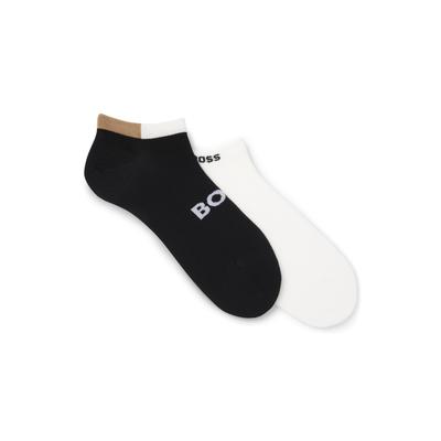 Sneakersocken BOSS "2PAS Design VIBamboo", Herren, Gr. 43-46, schwarz-weiß (open miscellaneous 960), Viskosemischung, gemustert, elastisch, Socken Sneakersocken